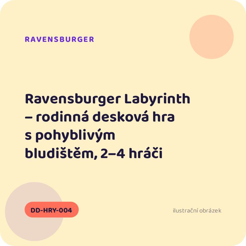 Ravensburger Labyrinth – rodinná desková hra s pohyblivým bludištěm, 2–4 hráči