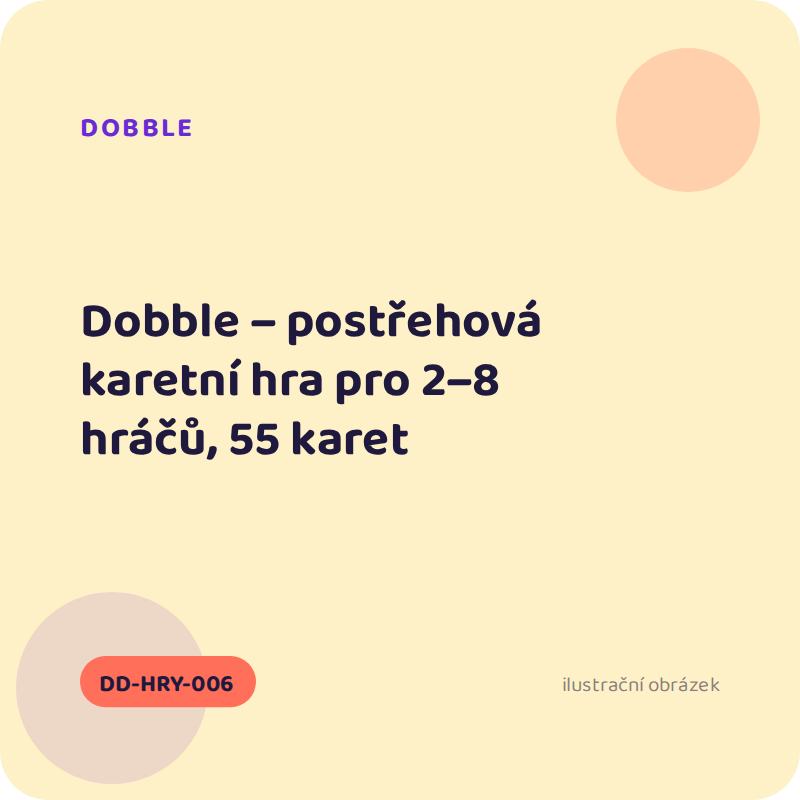 Dobble – postřehová karetní hra pro 2–8 hráčů, 55 karet
